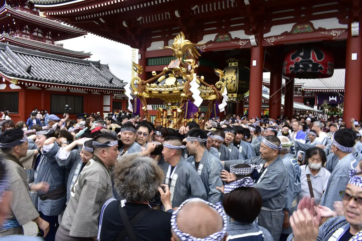 A mikoshi carried at Sanja Matsuri